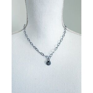 Silpada Sterling Silver.925 Oxidized Textured Oval Link Disc Pendant Necklace